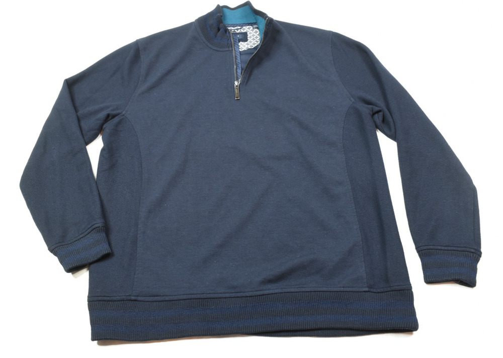 Ted Baker London UTHINK 1/4 Zip Pullover Sweater Mens Large Blue Stretch